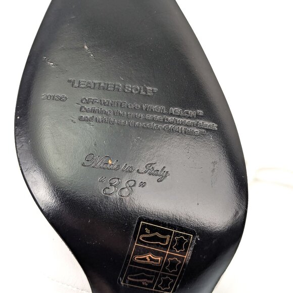 OFF-White Women Zip Tie White Leather Ankle Heel Boots size 7-7.5US EUR 38 - Picture 8 of 8